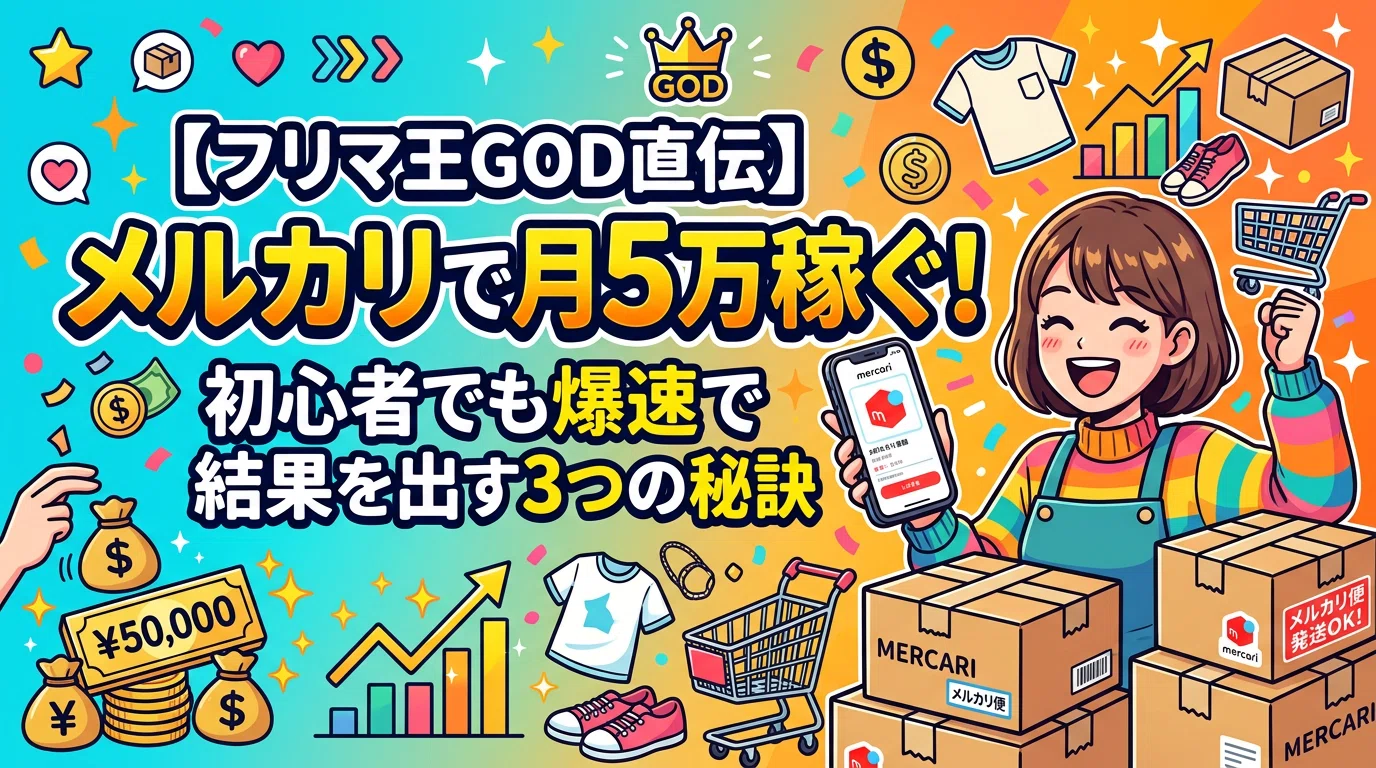 フリマ王GOD直伝】メルカリで月5万稼ぐ！初心者でも爆速で結果を出す3