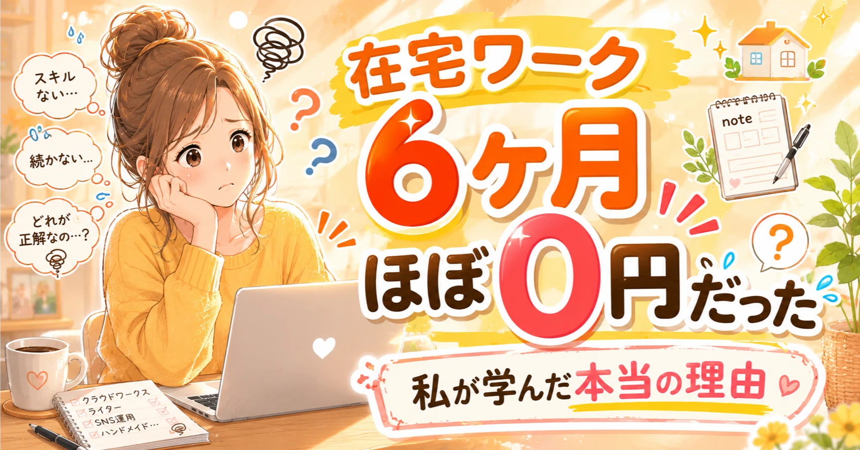 未経験から在宅ワークを始めて6ヶ月ほぼ0円だった私が学んだこと——同じ
