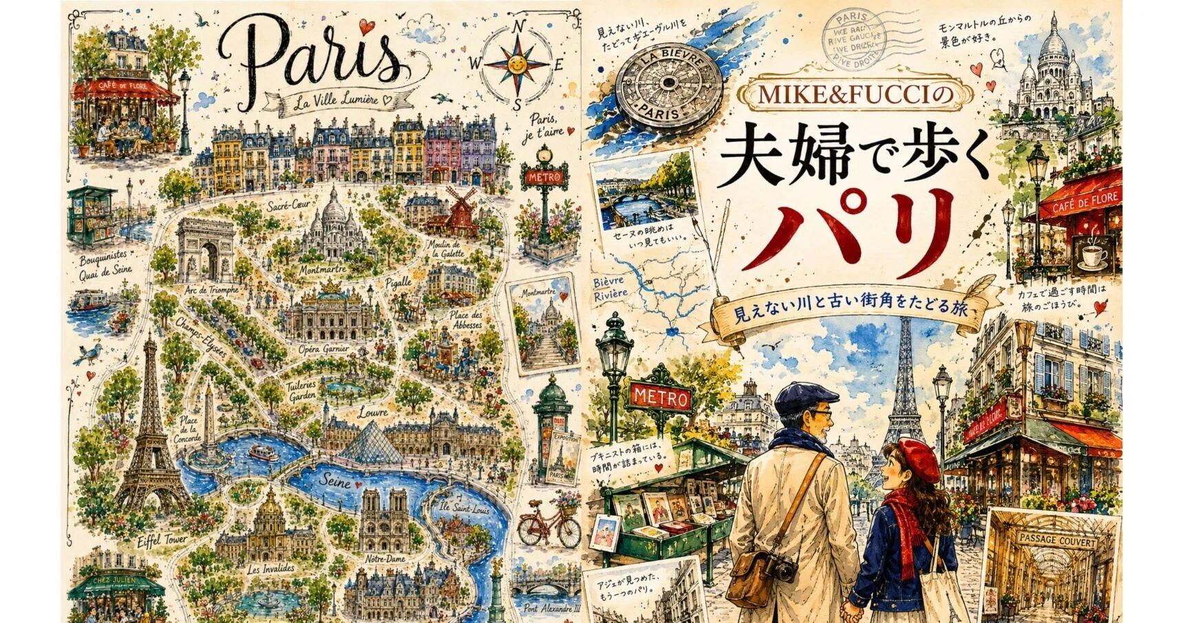 夫婦で歩くパリ: マンガと図解の旅日記｜白石誠