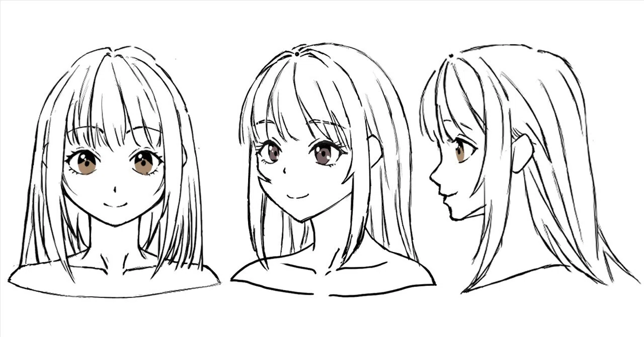手描き線画 人間キャラクター 2026/06/11/木）線画初級コース・STEP1・女性キャラの顔を描こう(2周目