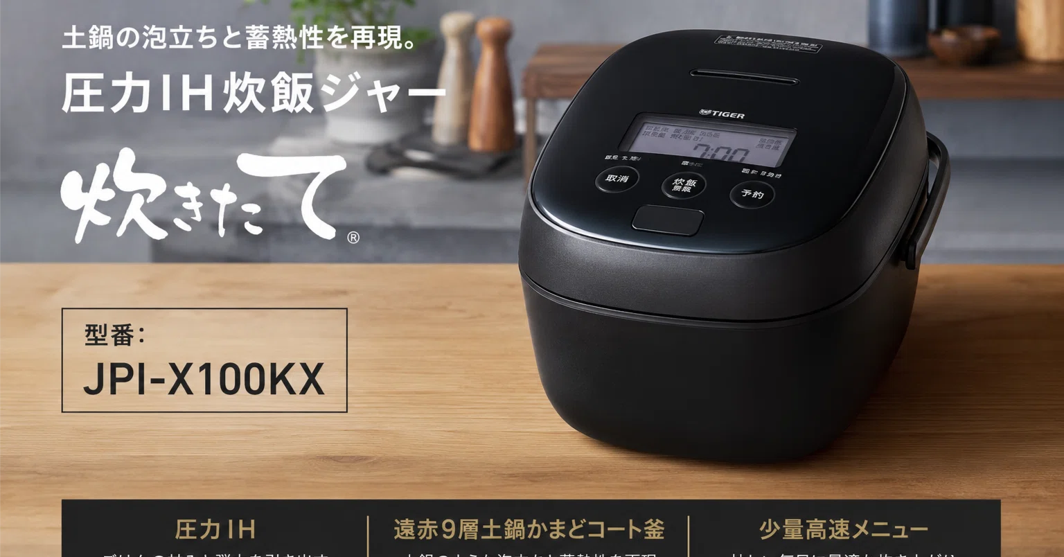 動作品 タイガー JPG-X100 土鍋圧力IH炊飯ジャー 炊飯器 5.5合 TIGER