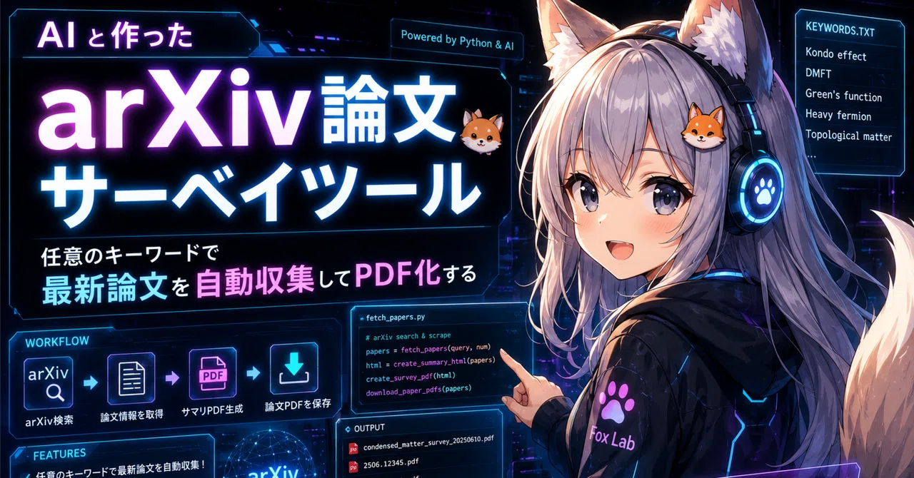 【コード付】AIと作ったarXiv論文サーベイツール——任意のキーワードで最新論文を自動収集してPDF化する｜学び直し研究所