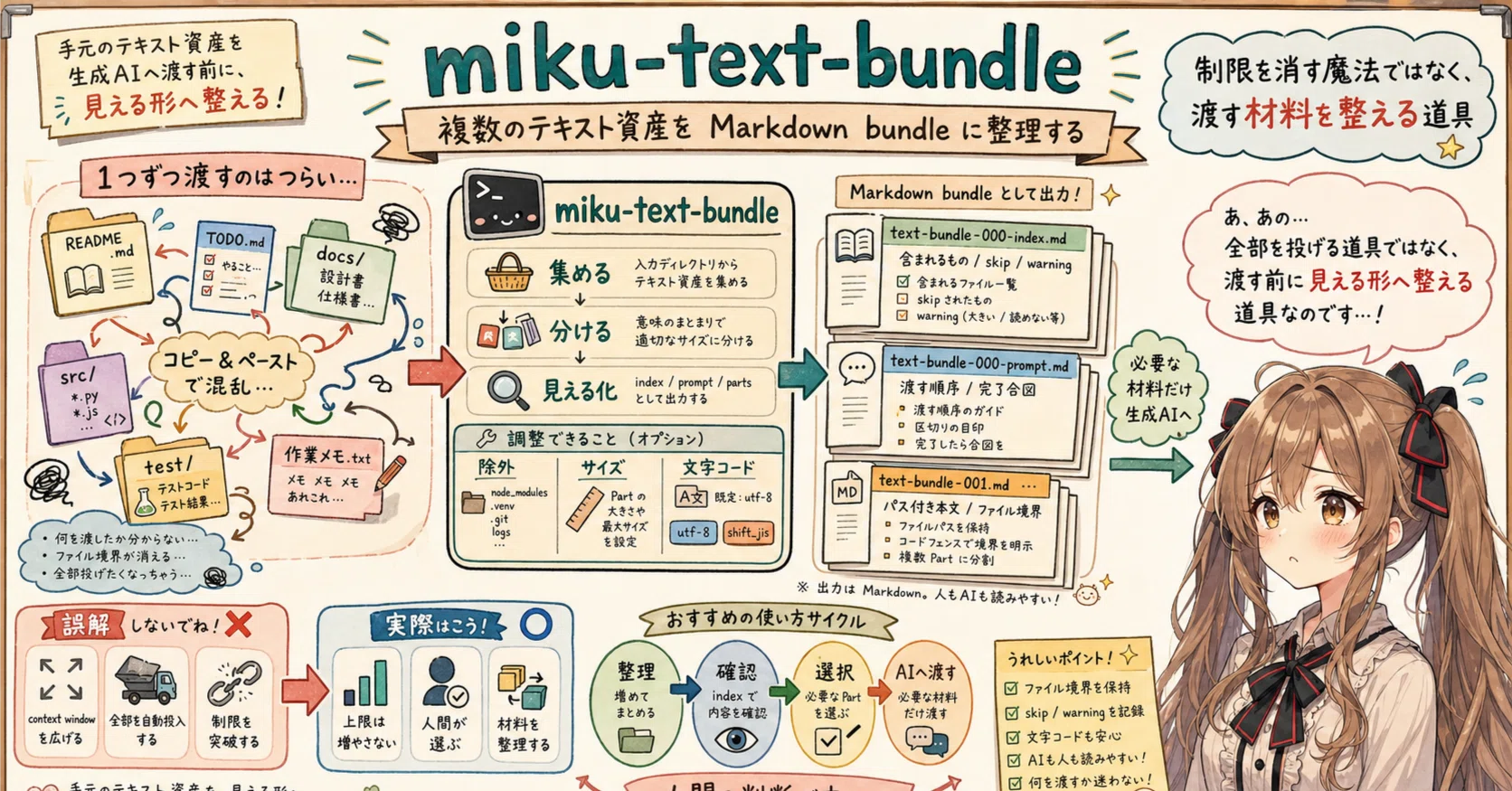miku-text-bundle] 複数のテキストファイルを生成AI向け Markdown
