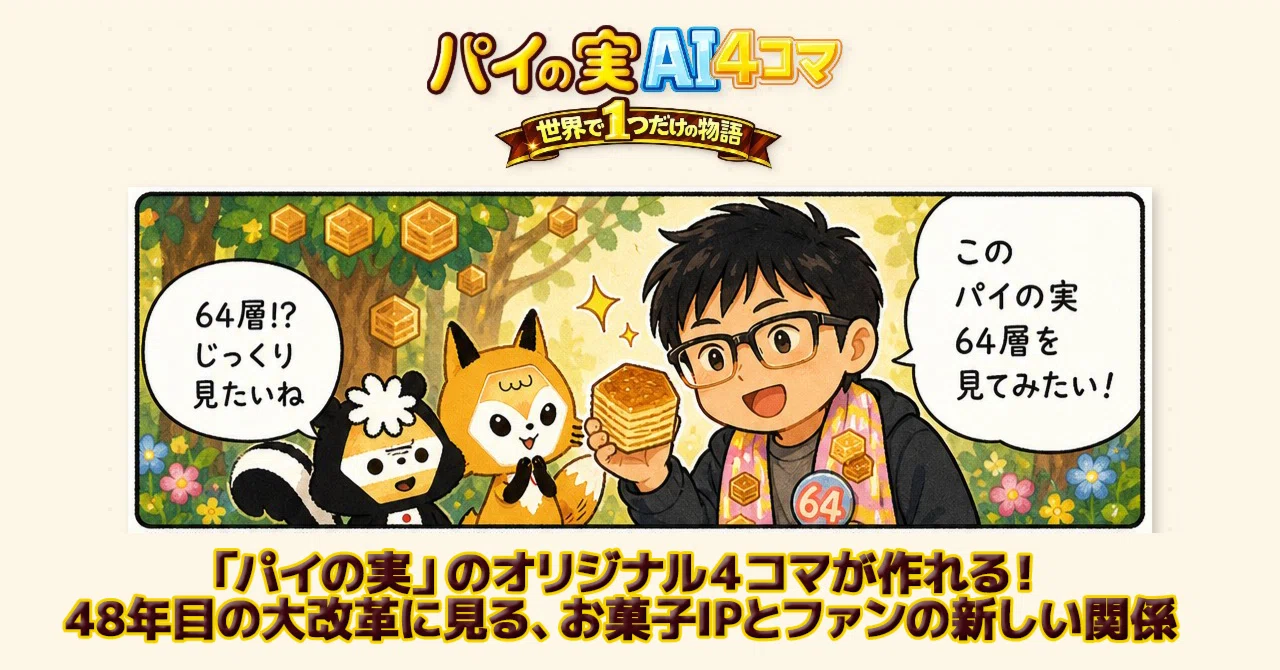 パイの実」のオリジナル4コマが作れる！48年目の大改革に見る、お菓子