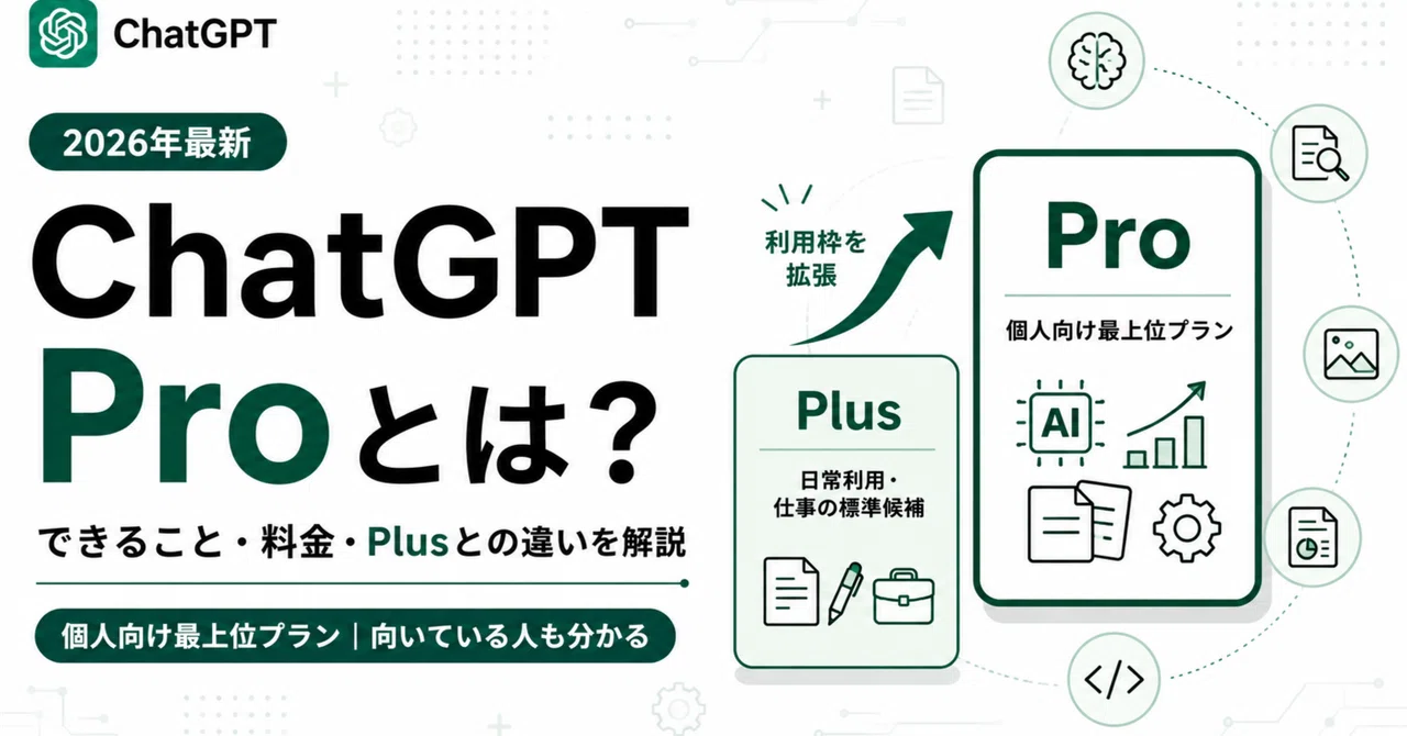 2026年最新】ChatGPT Proとは？できること・料金・Plusとの違いと向い