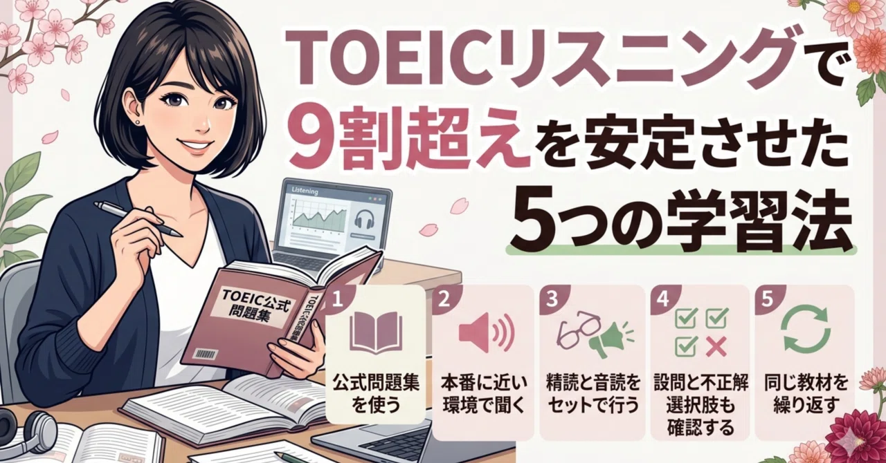 TOEICリスニングで9割超えを安定させた5つの学習法｜MIKA