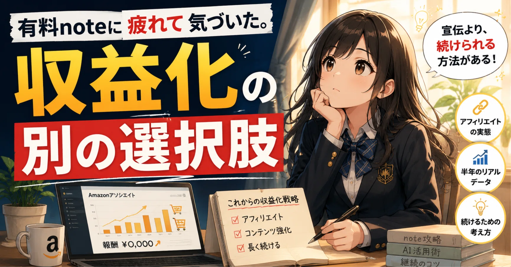 Amase 【まとめ購入可能】 有料noteに疲れて気づいた。収益化の別の選択肢｜やまざき悠＠AI