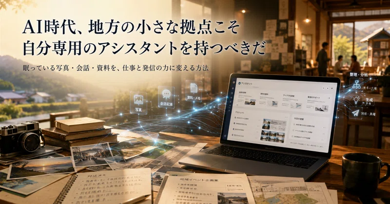 AI時代、地方の小さな拠点こそ「自分専用のアシスタント」を持つべきだ｜眠っている写真・会話・資料を、仕事と発信の力に変える方法