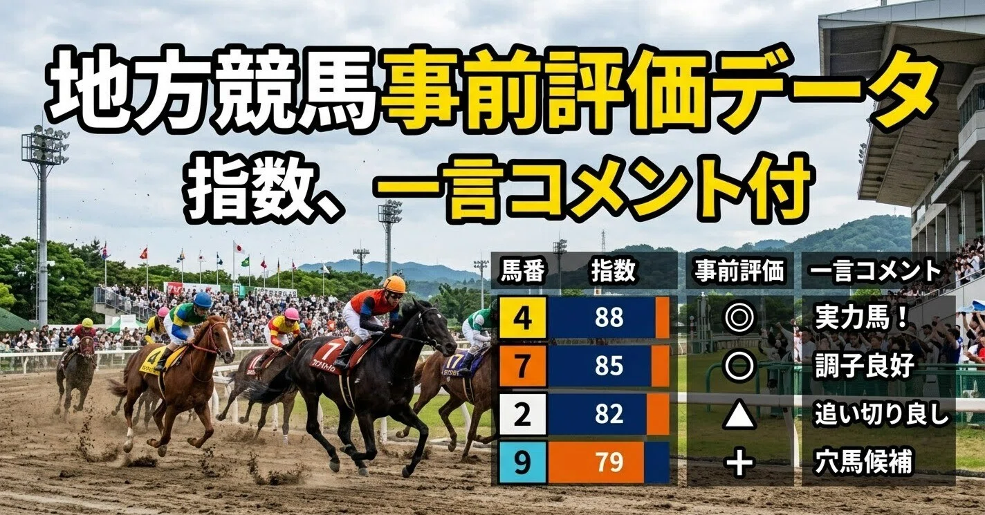 6/12 地方競馬事前評価データ 大井競馬 笠松競馬 園田競馬｜よそ子