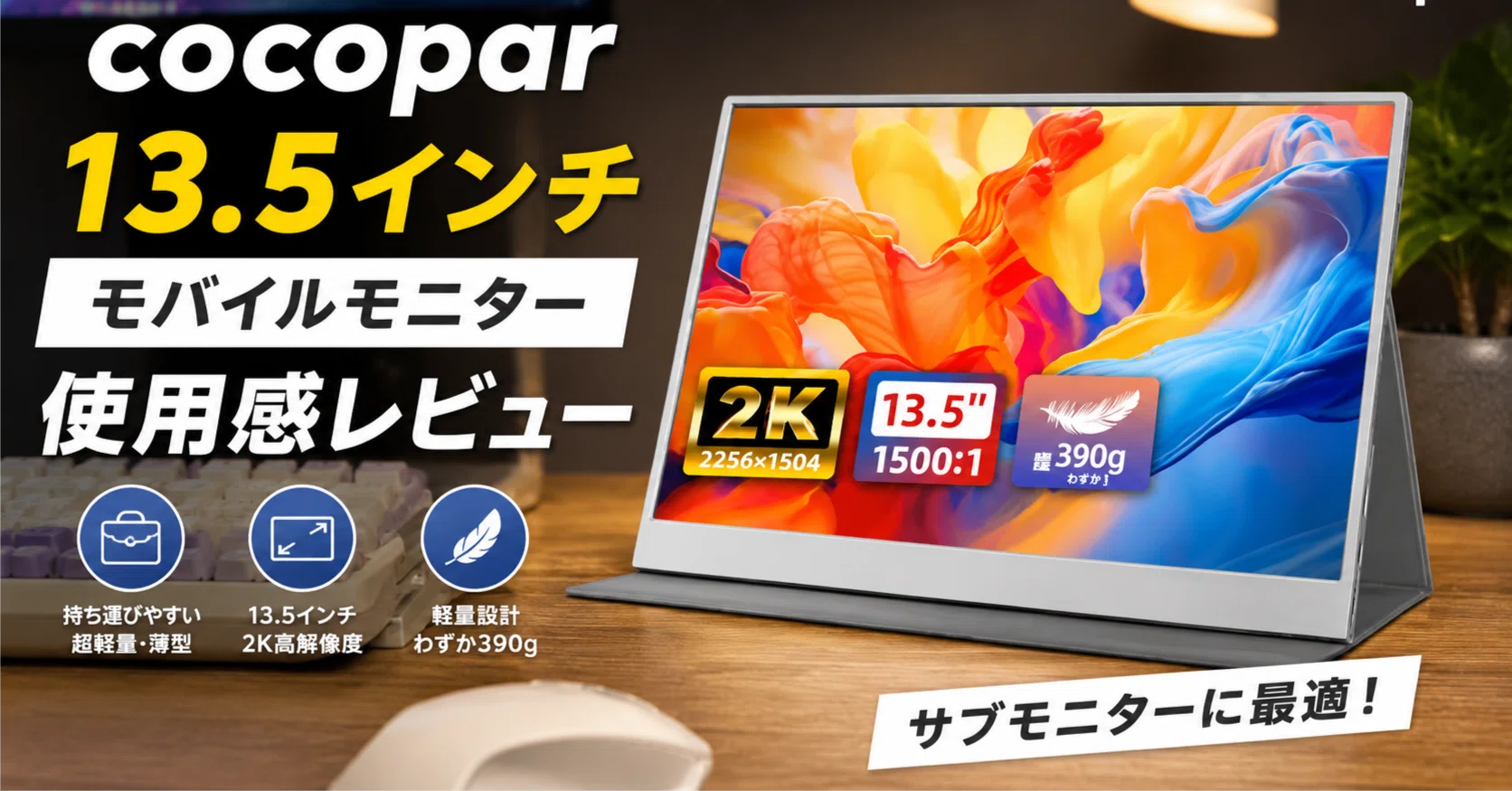 モバイルモニター cocopar 13.5インチ 2K ZB-135Q スタンド cocopar 13.5インチモバイルモニター使用感を正直レビュー！｜すぱさん