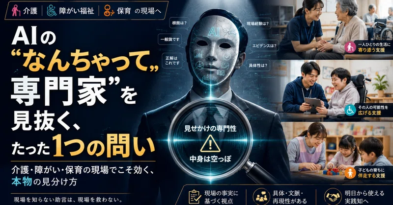 AIの“なんちゃって専門家”を見抜く、たった1つの問い──介護・障がい・保育の現場でこそ効く、本物の見分け方 eyecatch