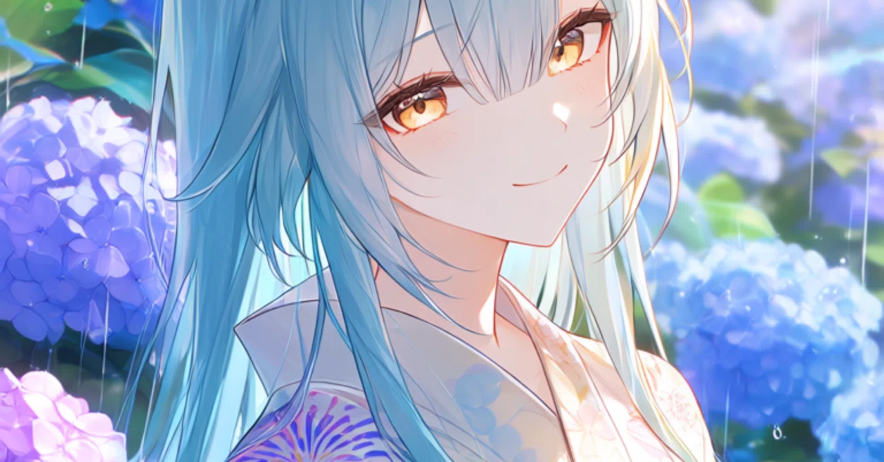 紫陽花 雨 傘 女の子