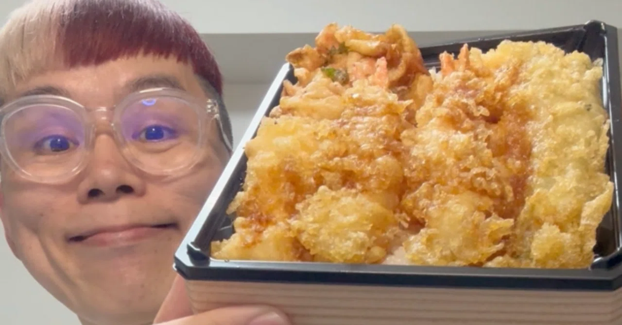 🙏いただきますマン 2300 天ぷら専門店、銀座ハゲ天の天丼を買って食べ