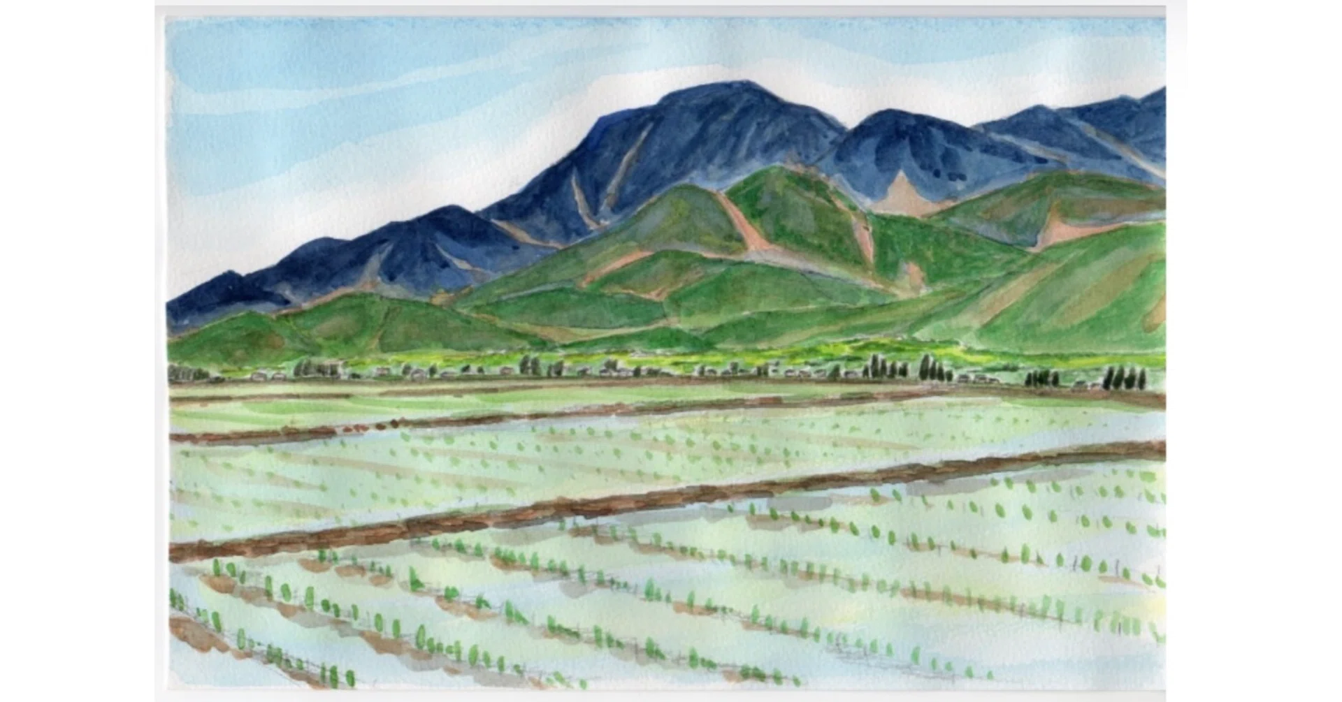 油絵安曇野有明山 水鏡の季節 有明山を望む｜気ままな山水彩 たけし
