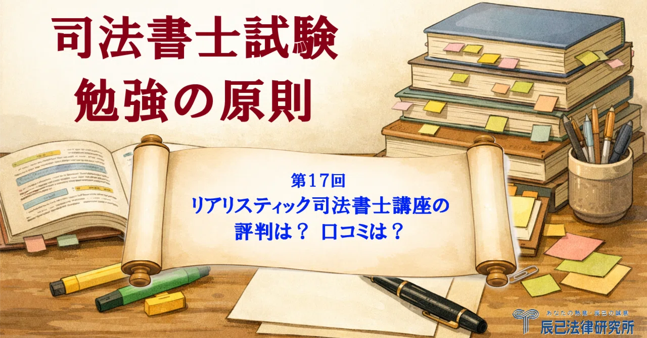 司法書士試験の原則。リアリスティック司法書士講座の評判は？ 口コミ