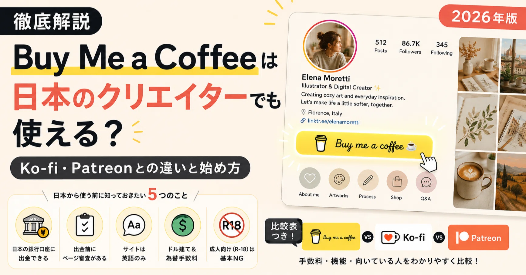 徹底解説】Buy Me a Coffeeは日本のクリエイターでも使える？Ko-fi 