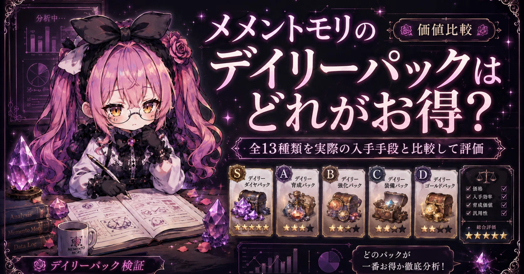 メメントモリのデイリーパックはどれがお得？全13種類を実際の入手手段 