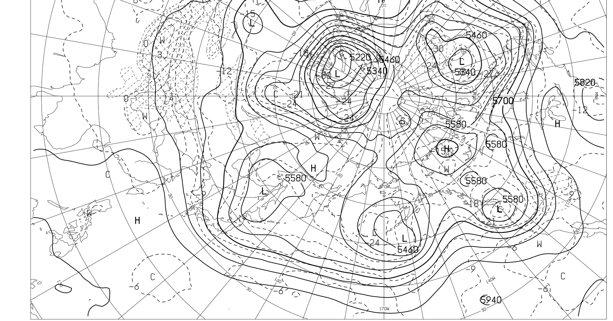 GMTで北半球500hPa高度・気温天気図を描く|天文と気象とその他いろいろ