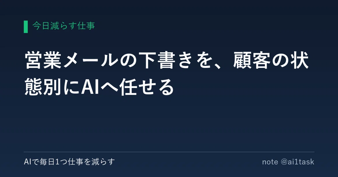 【Work to reduce today】Delegate sales email drafts to AI based on ...