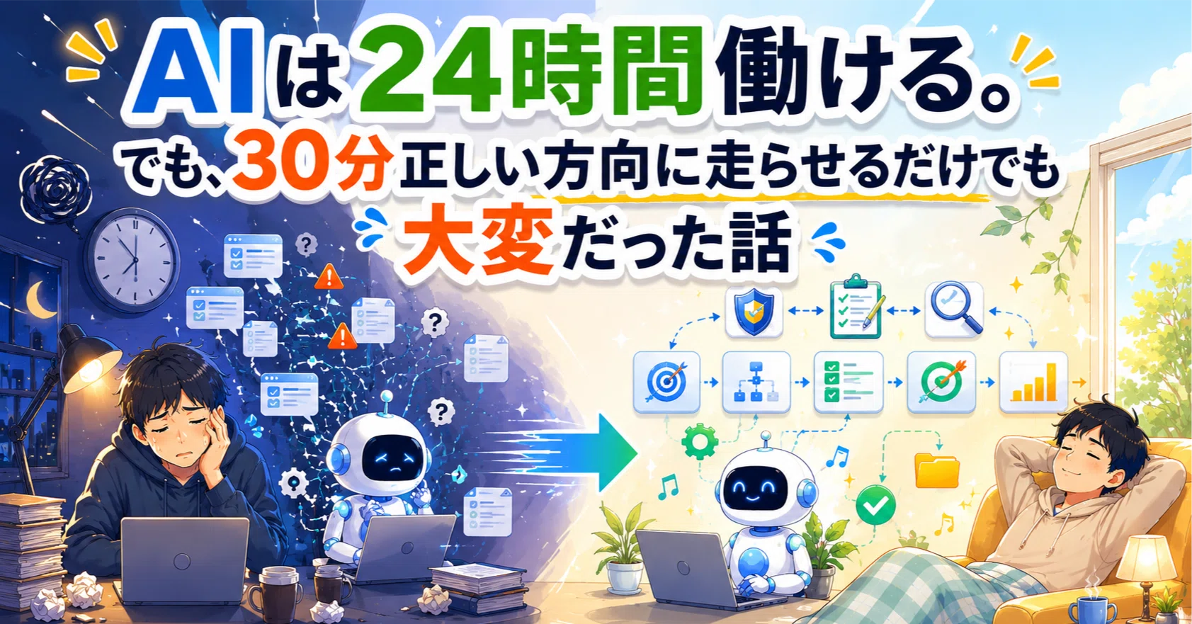 AIは24時間働ける。でも、30分正しい方向に走らせるだけでも大変だった