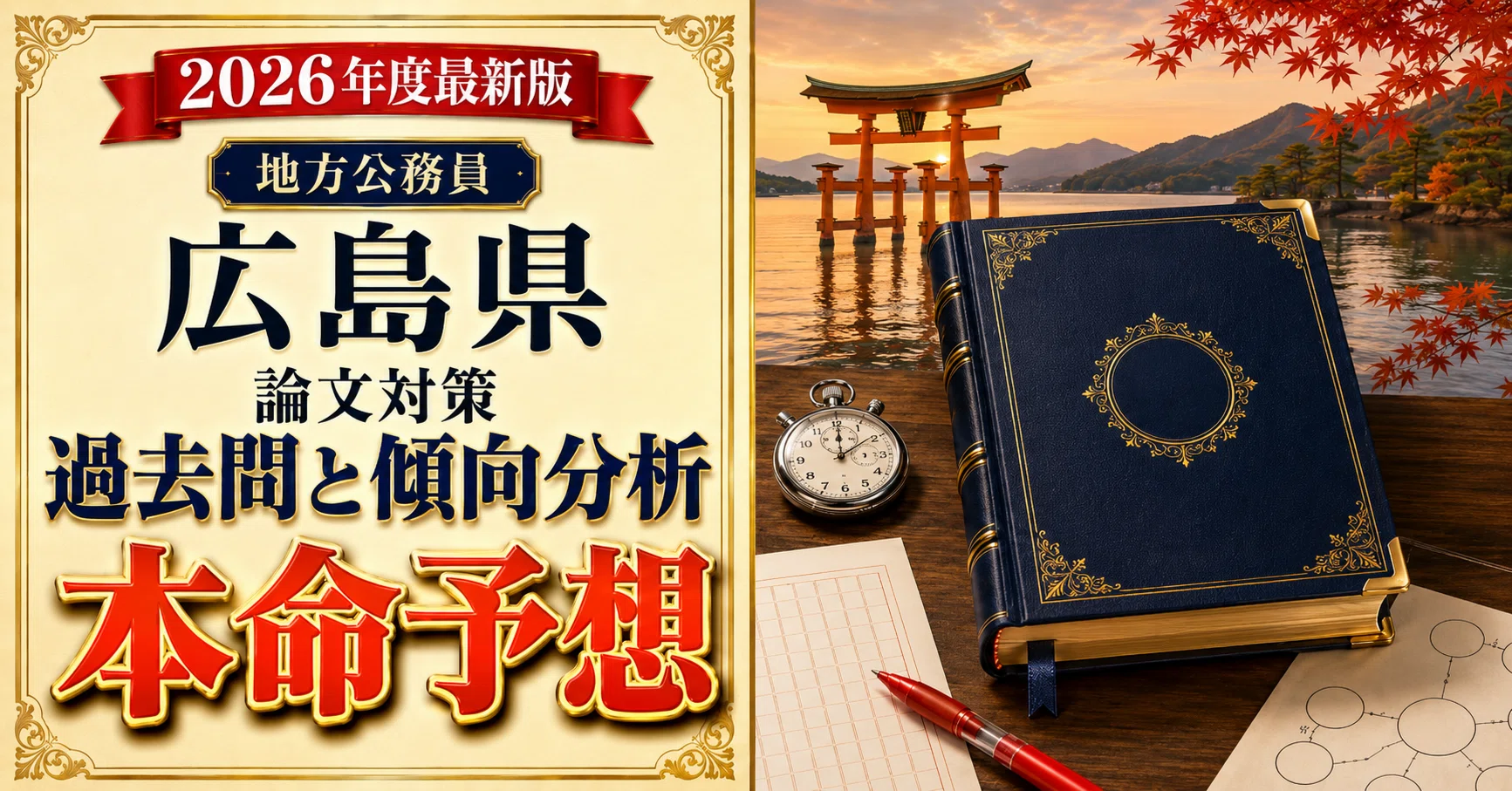 広島県】論文 過去問×本命予想｜2026年度 本番直前対策｜たなか@元府庁