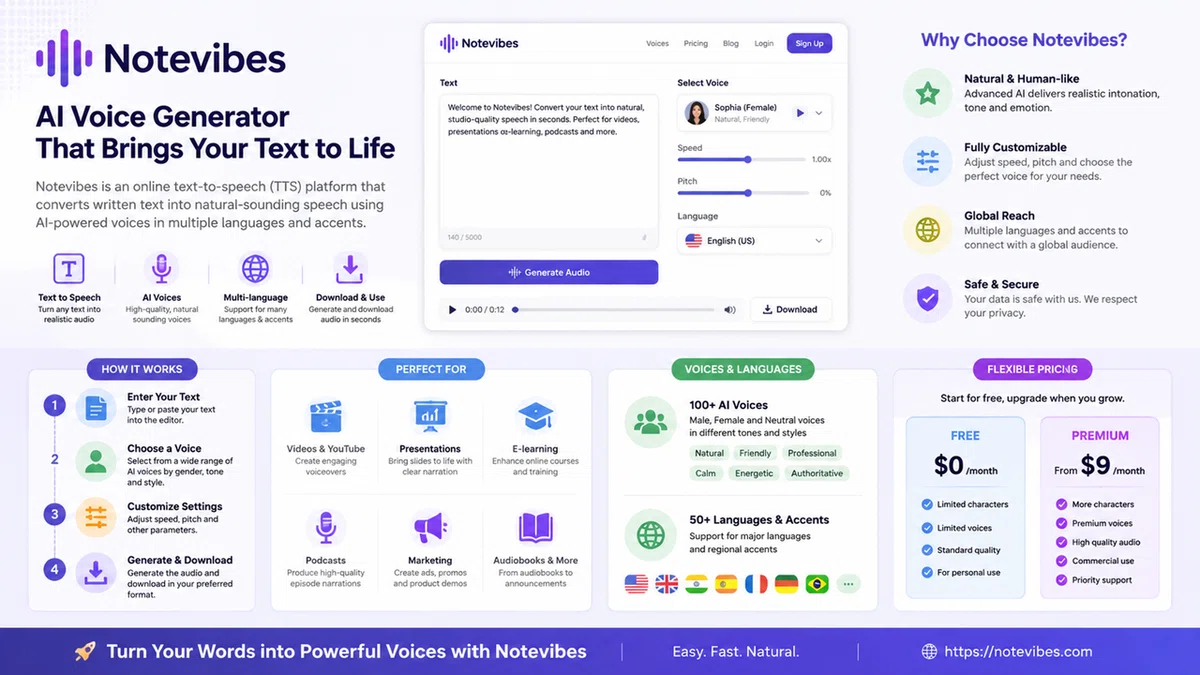 文字を自然な声に変える魔法のツール「Notevibes」を使ってみた！動画や勉強のナレーション作りが超楽になる｜BEST AI TOOL