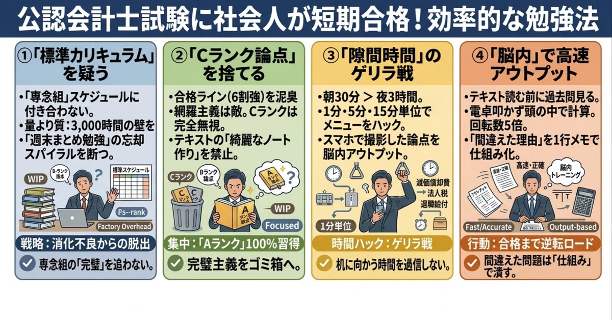 公認会計士試験に社会人が短期合格！効率的な勉強法｜マド〜公認会計士