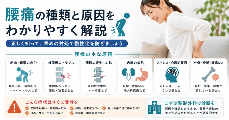 腰痛の原因・種類・受診の目安をやさしく解説。「ただの腰痛」と放置してはいけない理由【横浜・磯子区・杉田】