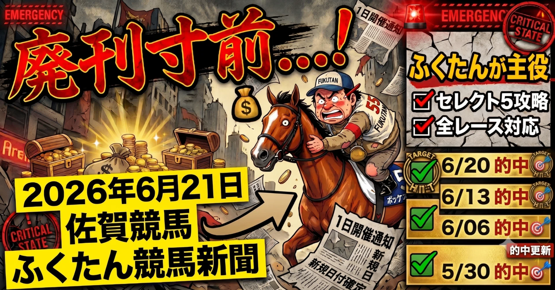 6/21【佐賀競馬編】ふくたん競馬新聞セレクト5を当てる「虎の巻」【5