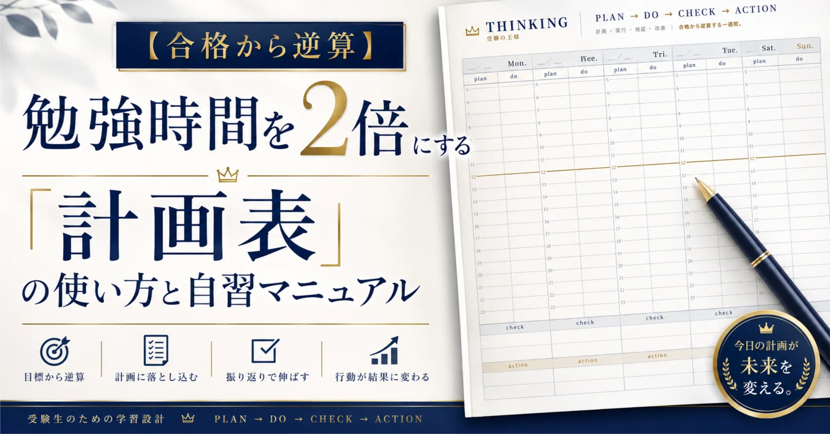 合格戦略マニュアル 中学生用 合格から逆算】勉強時間を2倍にする「計画表」の使い方と自習