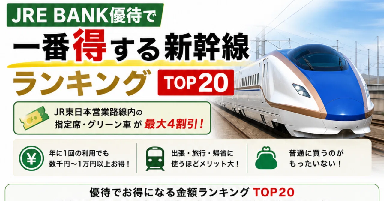 2026年最新版】JRE BANK優待で一番得する新幹線ランキングTOP20｜最大