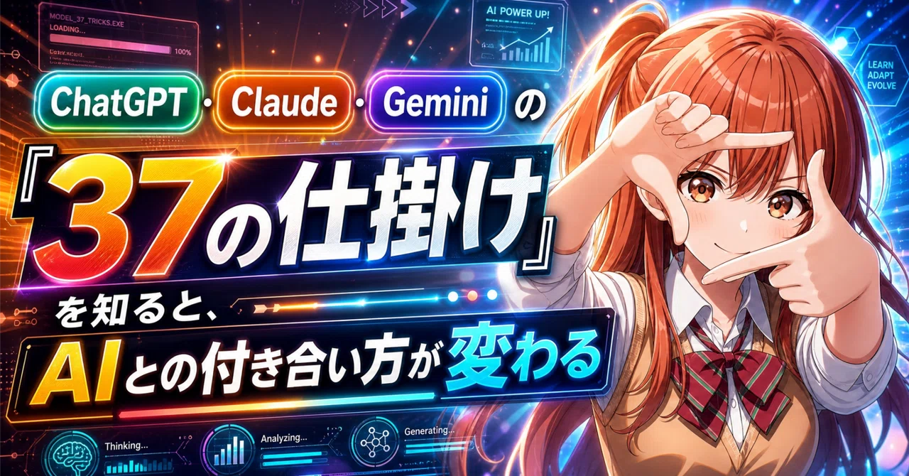 ChatGPT・Claude・Geminiの『37の仕掛け』を知ると、AIとの付き合い方が変わる‼️