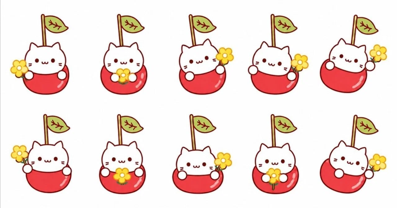 さくらんぼ🍒にinした猫のキャラクターを考えました。｜白樺 根音