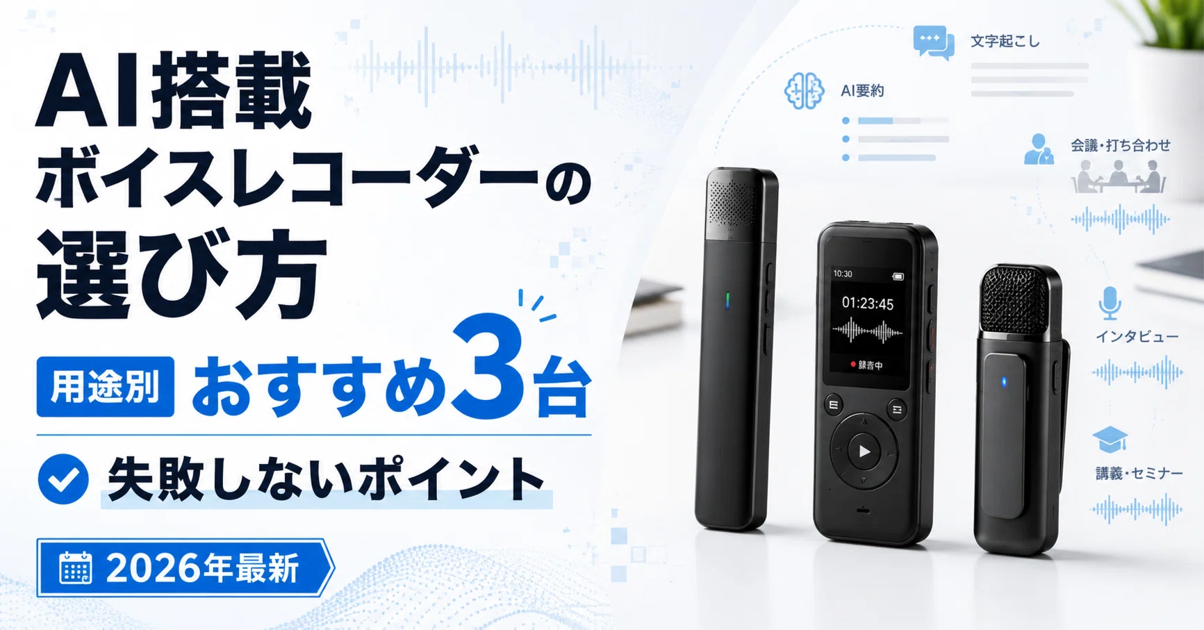 ai搭載ボイスレコーダーの選び方｜用途別おすすめ3台と失敗しない 