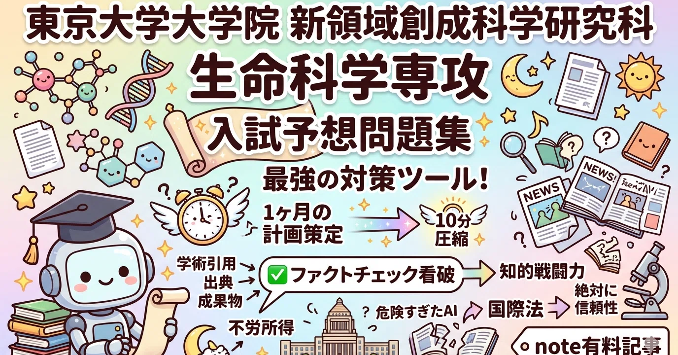 全500問収録】東京大学大学院 新領域創成科学研究科 生命科学専攻 入試