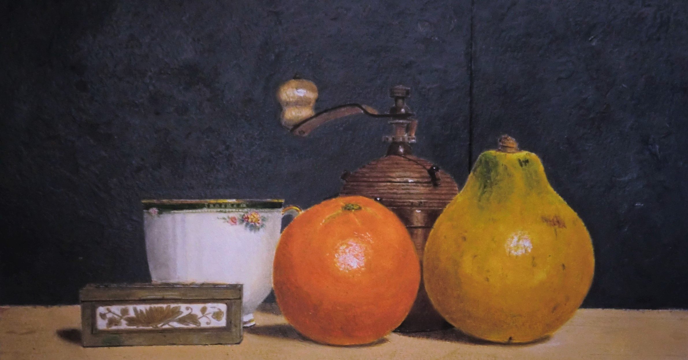 水彩画 コーヒーミルと果実たち F4｜水彩スケッチ帖