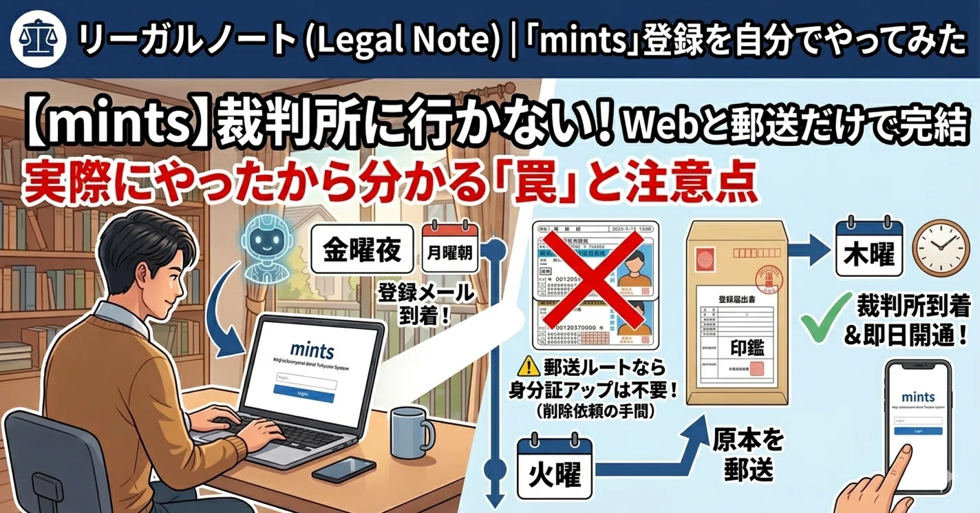 実録】裁判所に行かない！mints（ミンツ）のWeb＆郵送登録マニュアルと