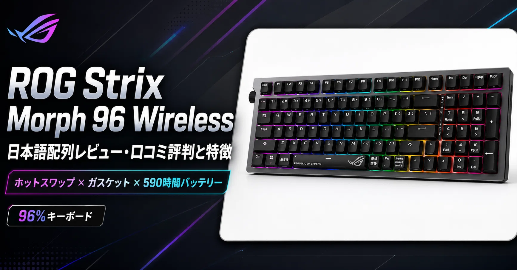 ROG Strix Morph 96 Wireless 日本語配列レビュー・口コミ評判と特徴