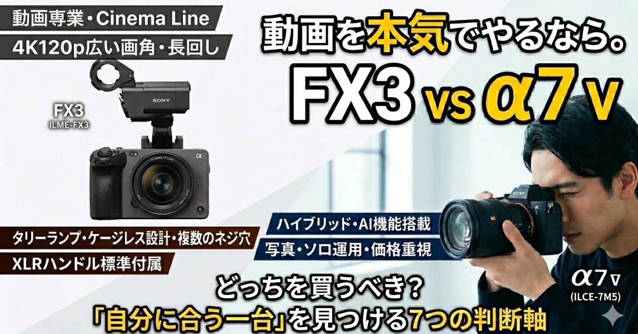SONY FX3とα7 V（a7V）はどっち？動画撮影で徹底比較｜放送現場が 