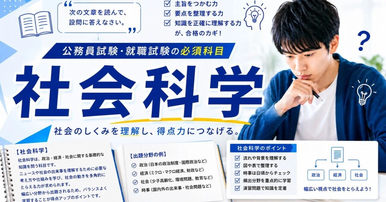 社会科学が苦手な人へ｜最初の1冊におすすめの参考書・問題集｜公務員 