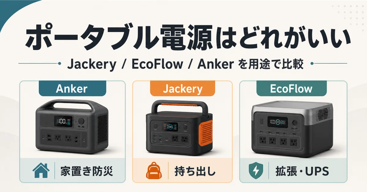 Jackery・EcoFlow・Anker、ポータブル電源はどれがいい｜AIと人の接点
