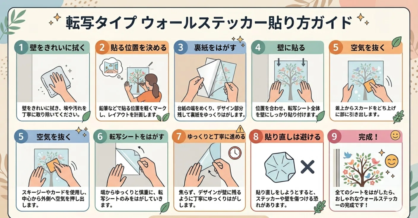 ❾❾❾❾転写式ウォールステッカーの貼り方 おしゃれな壁紙用ウォールステッカーの選び方・貼り方｜Earthbeastの