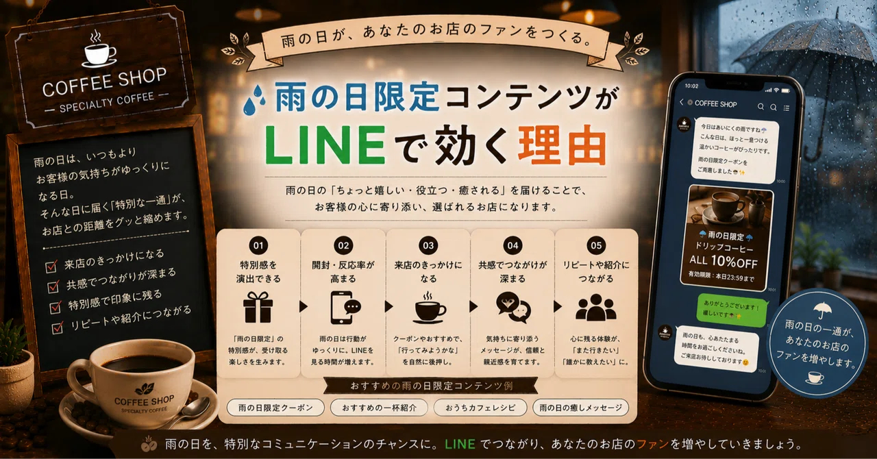 雨の日限定コンテンツがLINEで効く理由｜そんコーヒー専門のLINE構築者