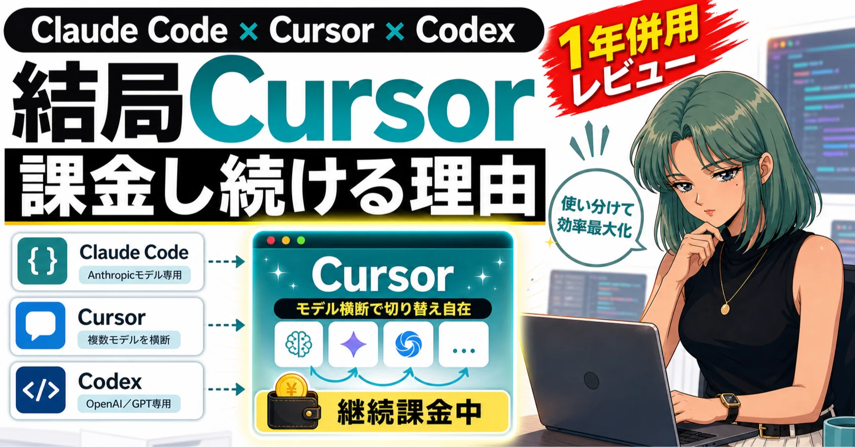 Claude Code・Cursor・Codexを1年併用した私が、結局Cursorに課金し
