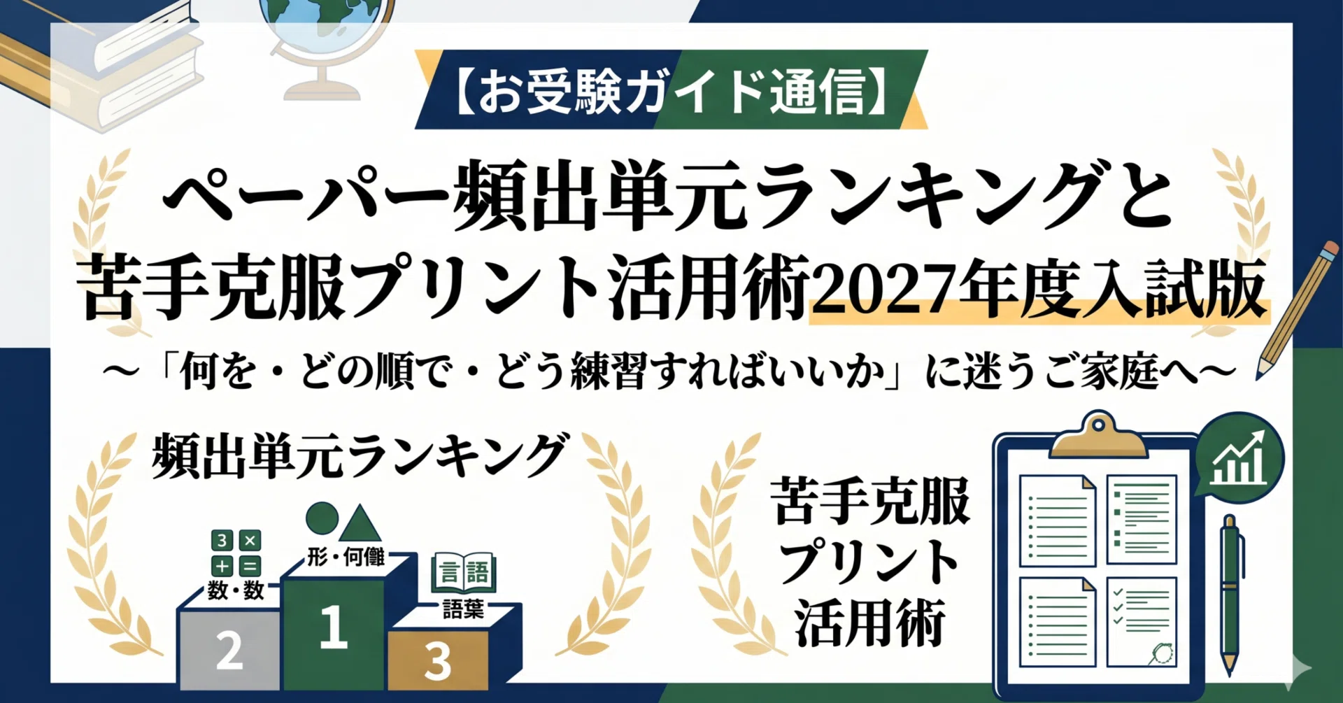 お受験ガイド通信】ペーパー頻出単元ランキングと苦手克服プリント活用