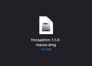 macOSを使用している場合にはfmcsadmin-1.1.0-macos.dmgをダウンロード。