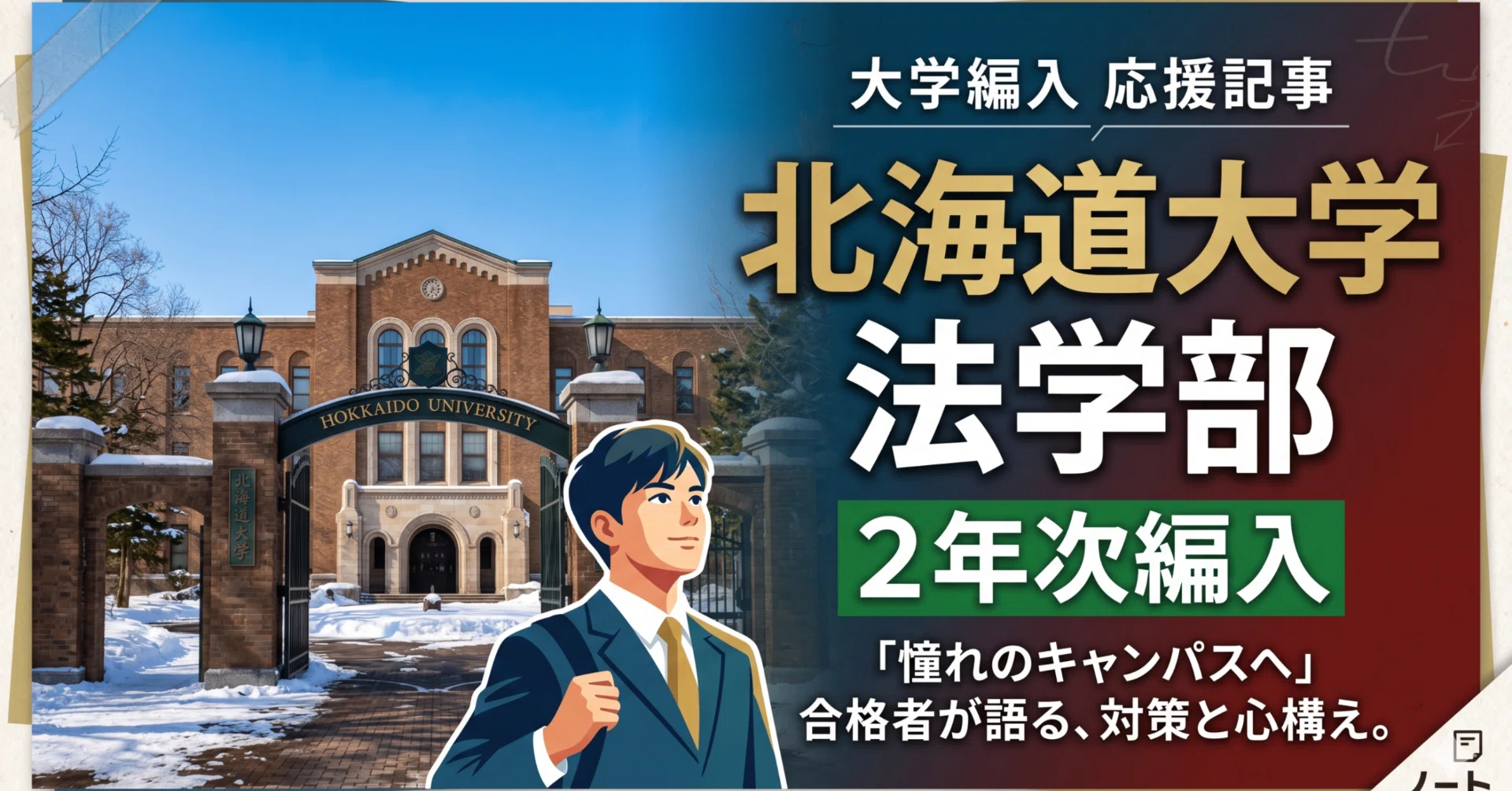 北海道大学法学部2年次編入試験 合格体験記｜試験内容・対策方法・使用