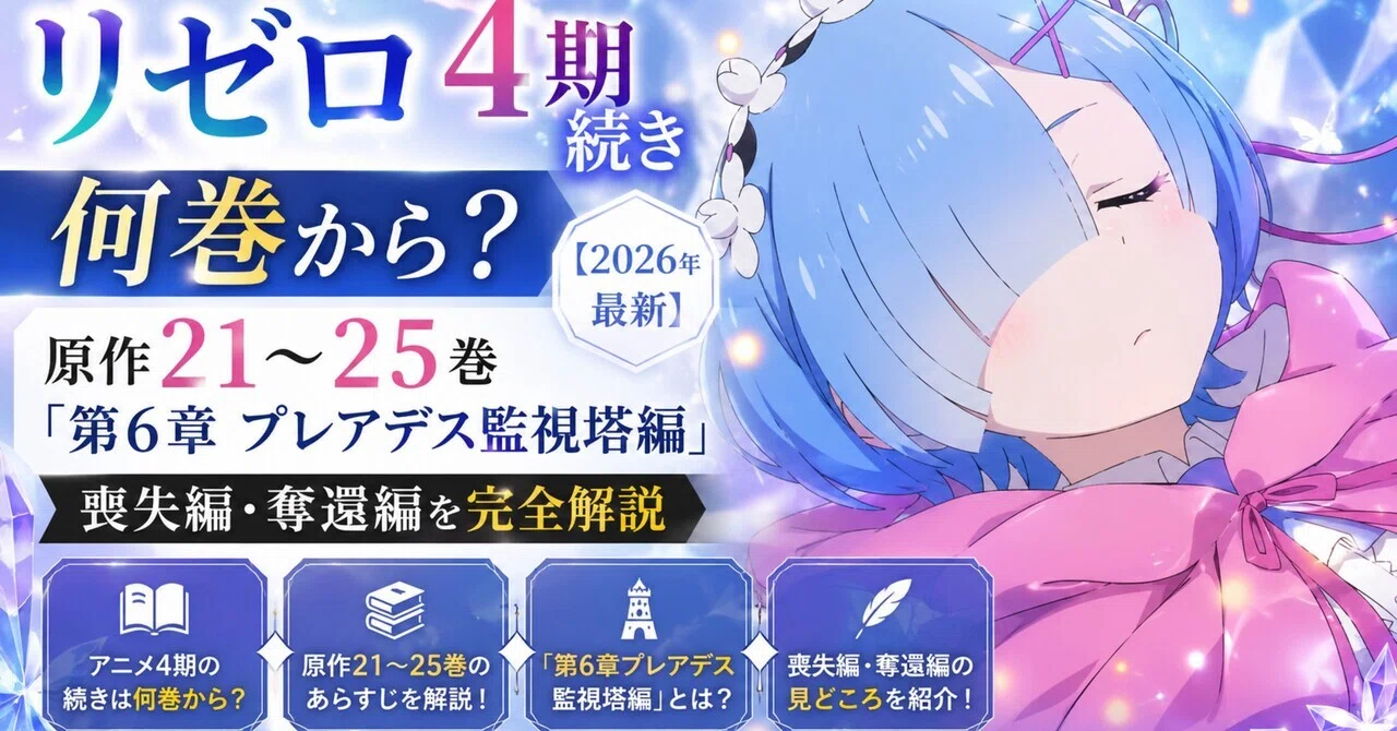 リゼロ 4期 続き 何巻から｜原作21〜25巻「第6章プレアデス監視塔編