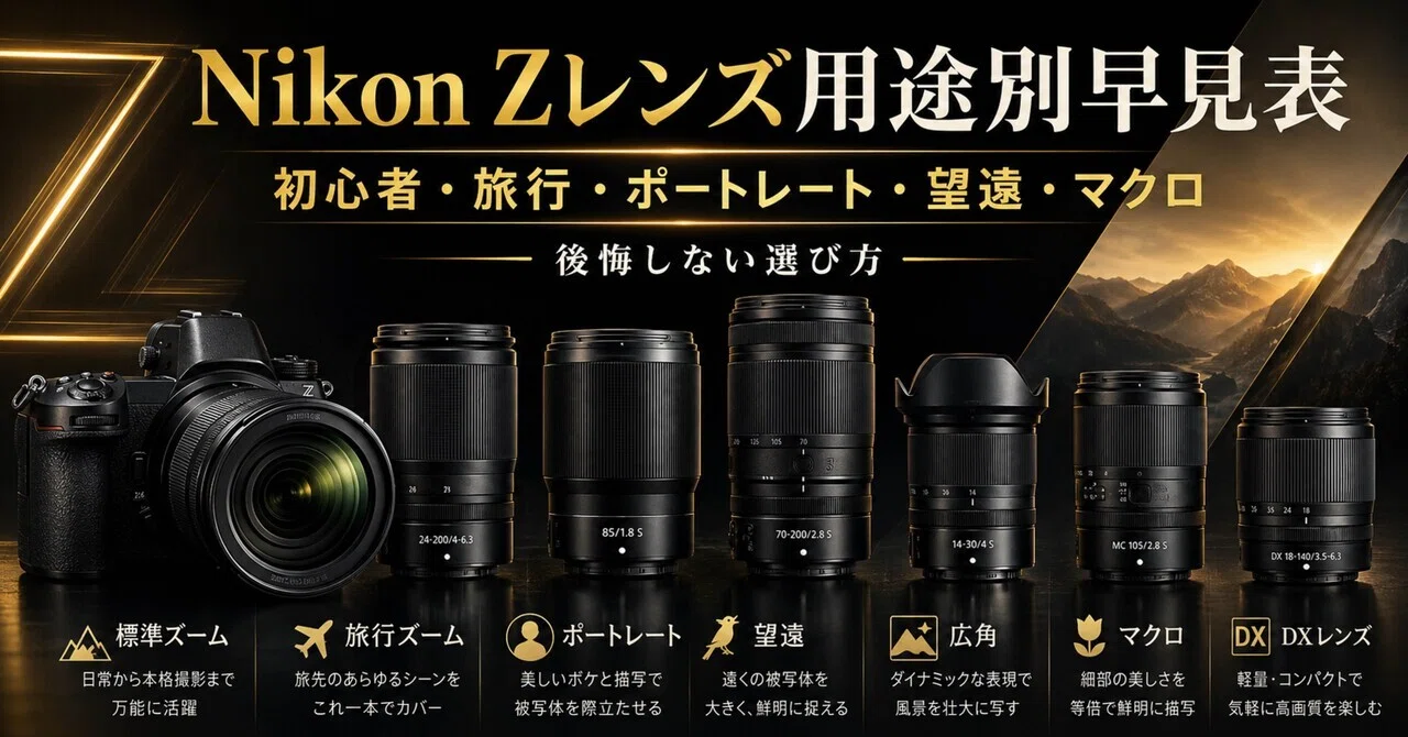 Nikon対応！望遠ズームレンズ！一眼レフ用！サードパーティ製！初心者OK MF Nikon Zレンズ用途別早見表｜初心者・旅行・ポートレート・望遠