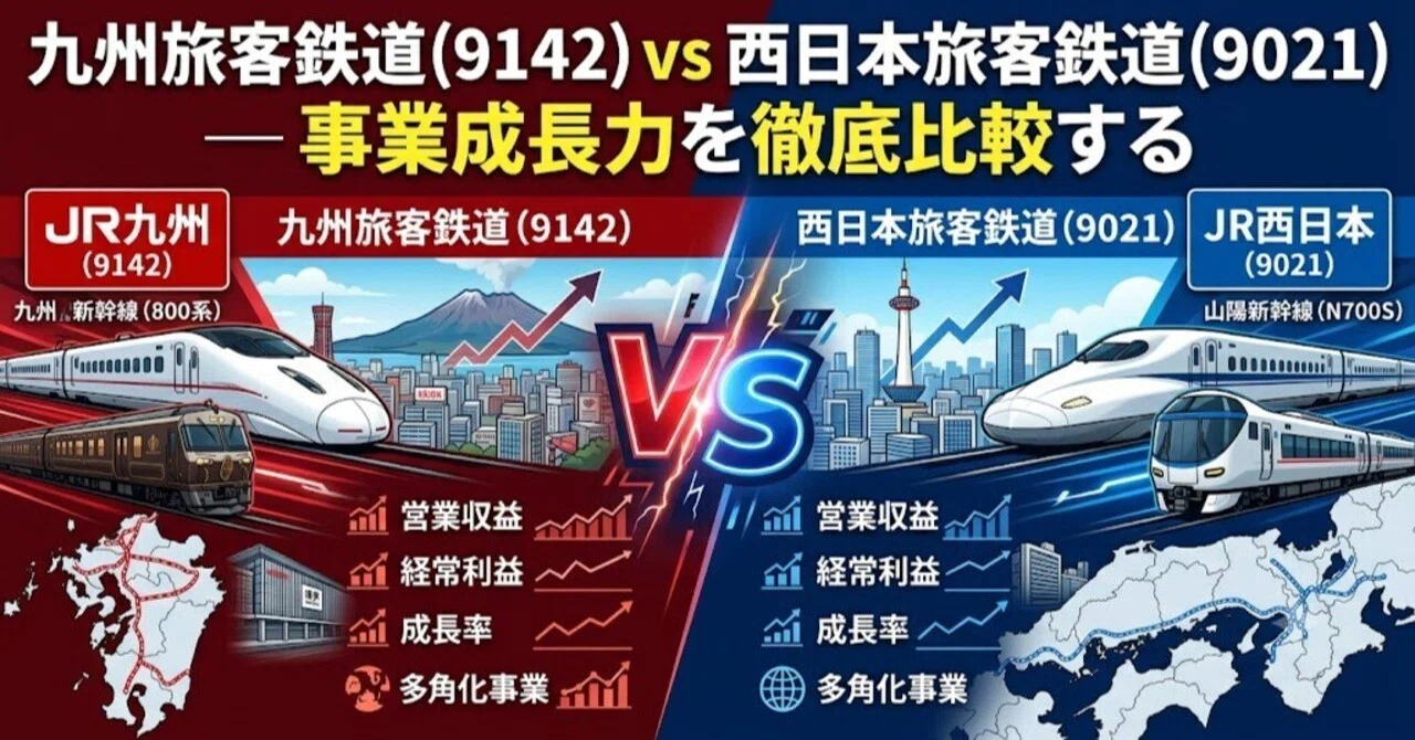 九州旅客鉄道（9142）vs 西日本旅客鉄道（9021）— 事業成長力を徹底